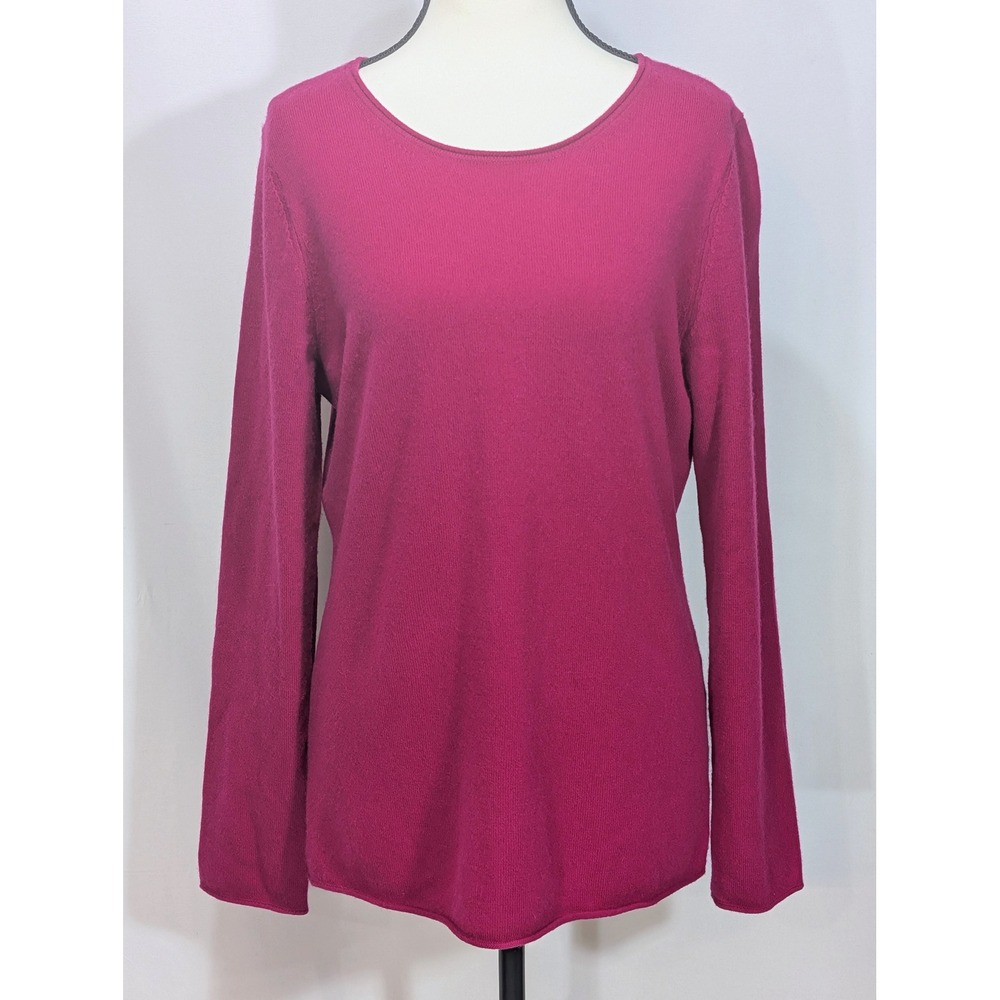 Sundance Womens Magenta 100% Cashmere Long Sleeve Crew Neck Sweater Size M‎
